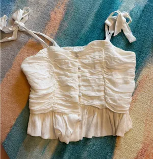 ASTR The Label white tie strap crop top thumbnail 1