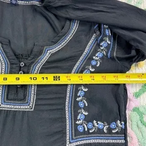 American Eagle Outfitters Black Embroidered Peasant Blouse Womens Small‎ thumbnail 5