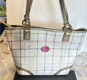 Coach Heritage Tattersall Signature Off White Shoulder Handbag thumbnail 1