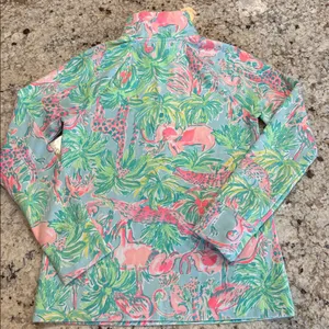 Lilly Pulitzer Skipper Popover Pink Green Animal Print • Sea Salt Blue on Parade thumbnail 5
