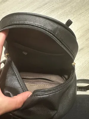 Mini Black Faux Leather Backpack with Cat Charm thumbnail 3