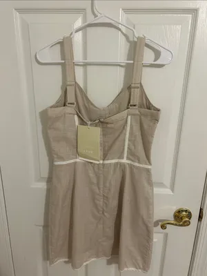 Sabo Skirt Oana Layered Button Front Dress NWT Size Medium, USA 6 Cotton Neutral thumbnail 7