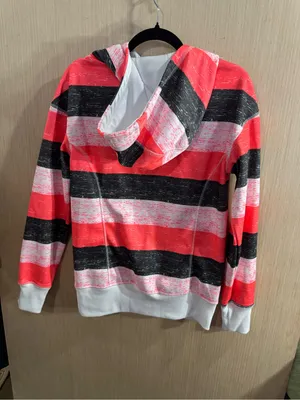 Women’s Empyre Striped Hooded Sweatshirt - Red, Black & White Size Small thumbnail 5
