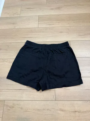 Athleta Retreat Linen Mid Rise 4” Shorts Black Size Large L Pull On Drawstring thumbnail 6