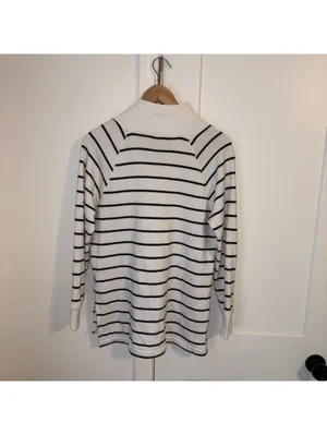 J.Crew $98 Woman’s S striped Wide Button mock neck button top Sweater Tunic thumbnail 6