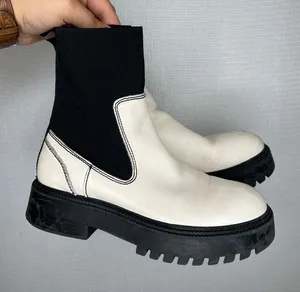 Bershka Premium Ankle Boots White Black‎ Platform Lug Sole Size 37 EU thumbnail 1