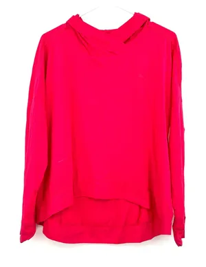 Puma Size XL Pink Jersey Knit Pullover Cowl Neck Hoodie‎ Outerwear Light Shirt thumbnail 1