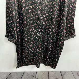 Morgan Taylor Intimates Floral Black sleep night gown button down size 2X XXL thumbnail 3