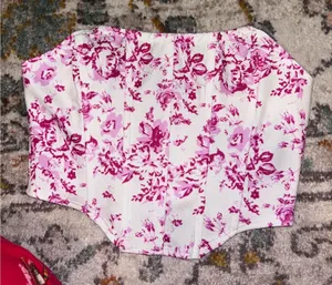 Shein Corset Top Pink Floral thumbnail 1