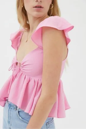 Urban Outfitters Pink Flowy Shirt thumbnail 1