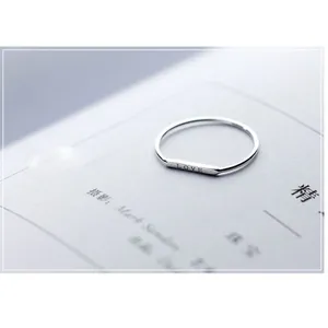 Boutique Dainty White‎ Gold-Plated S925 LOVE Bar Band Ring | Sz 6 NEW thumbnail 7
