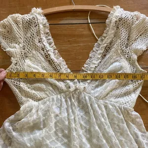 Free People Cleo Maxi Jumpsuit Lace Ruffle Cap Sleeve V-neck Wide Leg Cream S? thumbnail 11