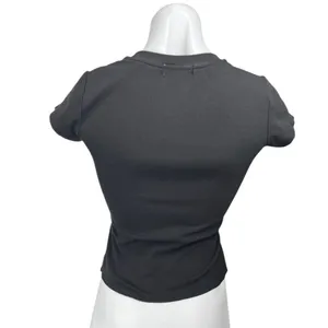 WeWoreWhat Black Short Sleeve Scoop Neck Stretch Cropped T Shirt Tee Top Size M thumbnail 2