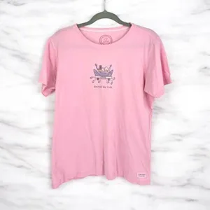 Life is Good Women's SS Wedding United We Ride Beide Groom T-Shirt Pink Medium‎ thumbnail 3