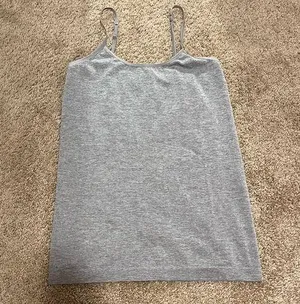 Gray And Brown Energie Spaghetti Strap Tank Top. Has adjustable straps. thumbnail 1