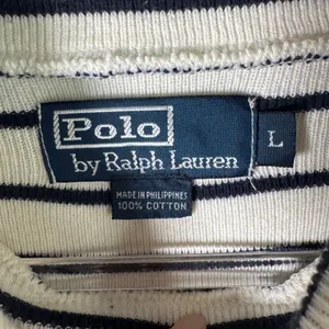 Polo Ralph Lauren Cotton Turtleneck‎ Sweater Womens Large Navy Ivory Stripe thumbnail 4