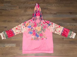 Pink Floral Hoodie with Garden Motif thumbnail 1