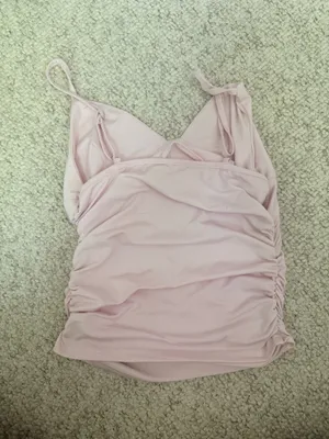 Pink ruched tank top spaghetti strap thumbnail 2