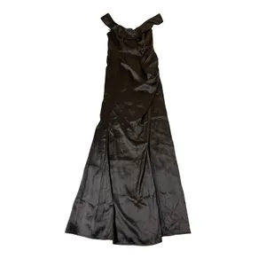 NWT Lulus Size Small Stunning Arrival Black Satin Off-The-Shoulder Maxi Dress thumbnail 3