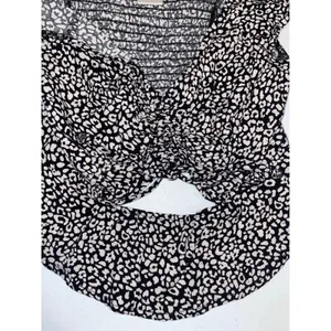 Urban Romantics Y2k Black White Leopard Print Ruched Keyhole Crop Top Medium thumbnail 6