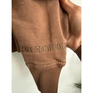 Tezza & Cole x Noize‎ Brown Cropped Hoodie Lost In The Sound Embroidered Large thumbnail 5
