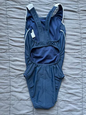 Speedo NWOT Piped Splice Wide Strap One Piece Swimsuit - Navy/White - 28 thumbnail 8