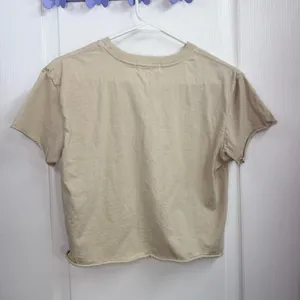 Talentless tan beige cropped short sleeve Crewcut loose relaxed 100% cotton tee‎ thumbnail 6