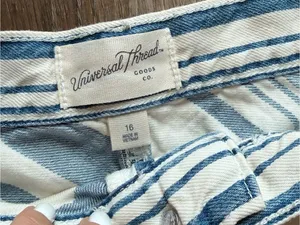 Universal Thread Blue and White Striped Mini Skirt‎ thumbnail 4