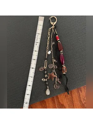 Free people Gold and Black Beaded Keychain thumbnail 2