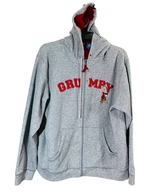 Disney Grumpy Gray Fleece Zip-Up Hoodie Size Large Y2K thumbnail 1