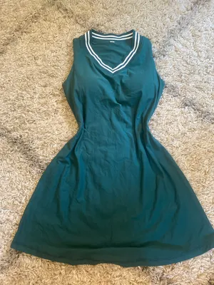 Green athletic tennis/golf dress with built in bra thumbnail 1