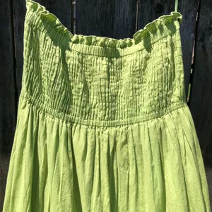 NEW YORK & CO Green Strapless Cotton Maxi Dress Small thumbnail 3
