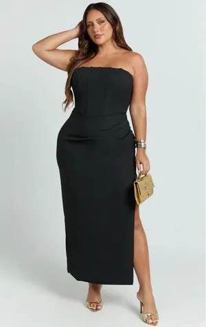 Showpo New Avery Midi Black Dress 14 XL thumbnail 1