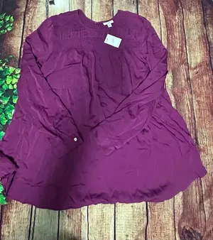 NWT J. Jill Satin Smocked A line Top In Pink Saphire Size L thumbnail 1