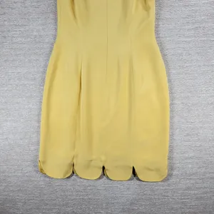 b Michael NY Silk Sheath Dress Size 6 Butter Yellow Scalloped Hem Classic Chic thumbnail 14