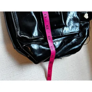 Vintage Y2K Betsey‎ Johnson Satchel Bag Black Patent Bow Heart Padlock Rocker thumbnail 7