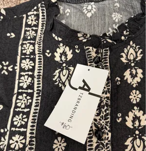 Atzbranding Boho Floral Long Sleeve Blouse Black thumbnail 6