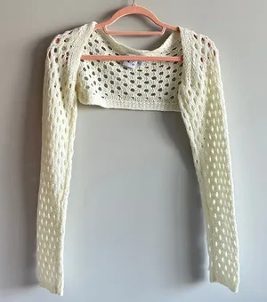 princess polly white knit crochet bolero cardigan top thumbnail 1