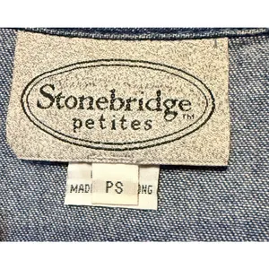 Vintage Stonebridge Petites‎ Women Small Patriotic Blue Denim Vest Americana thumbnail 4