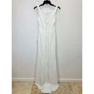 Lulus Extraordinary Romance White Button Back Mermaid Maxi Dress Formal S NWT thumbnail 14