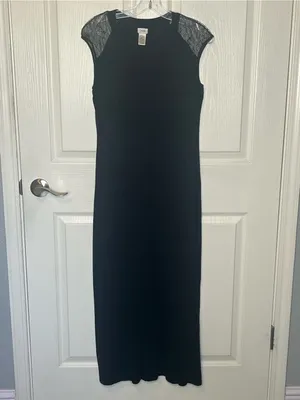 Cache Black Lace Shoulder Maxi Dress Sz 4 thumbnail 11