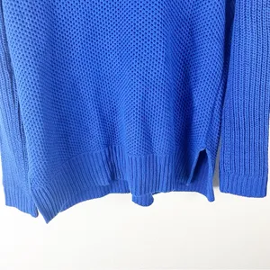 LAUREN RALPH LAUREN Blue Waffle Knit Long Sleeve V-Neck Sweater Small Cabincore thumbnail 4