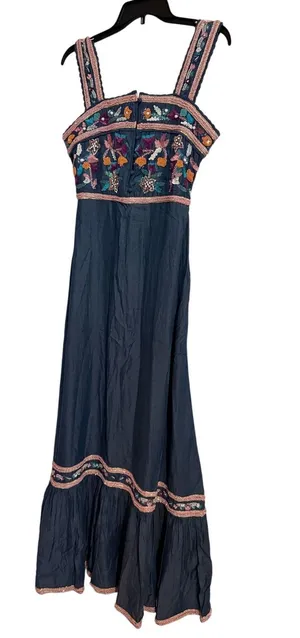 Boston Proper NWT Beaded Embroidered Boho Tencel Maxi Dress 2 thumbnail 1