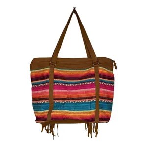Tote Bag Womens Large Multi-Color Serape Western Boho Longhorn Fringe‎ Hippie thumbnail 12
