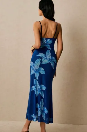 Blue flower dress Size M thumbnail 3
