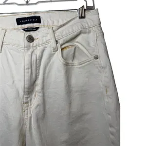 Aeropostale High Rise Baggy White Cream Jeans Sz 4R Casual Minimalist Old‎ Money thumbnail 4