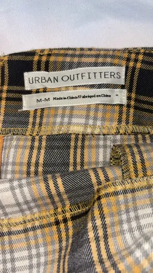 Urban Outfitters Black Yellow Plaid Skirt Mini Slit thumbnail 6