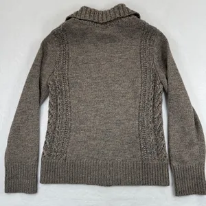 Pendleton Womens Brown 100% Merino Wool‎ Full Zip Cable Knit Cardigan Sweater M thumbnail 7