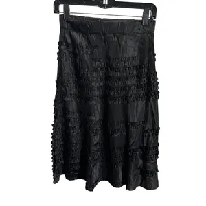 Anthropologie Black Ruffle Midi Skirt‎ Size 4 With Tags New thumbnail 5