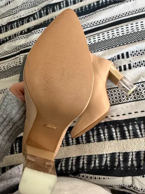 42 Gold Size 7.5M Nude Pointed Toe Clear Block Heel Ankle Booties NWOT thumbnail 12